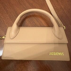 Jacquemus Taupe Leather Wallet with Gold Logo